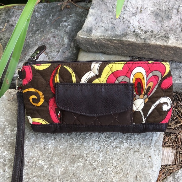 Vera Bradley Wristlet-Brown-Cloth-EUC-8x4 - Picture 7 of 14